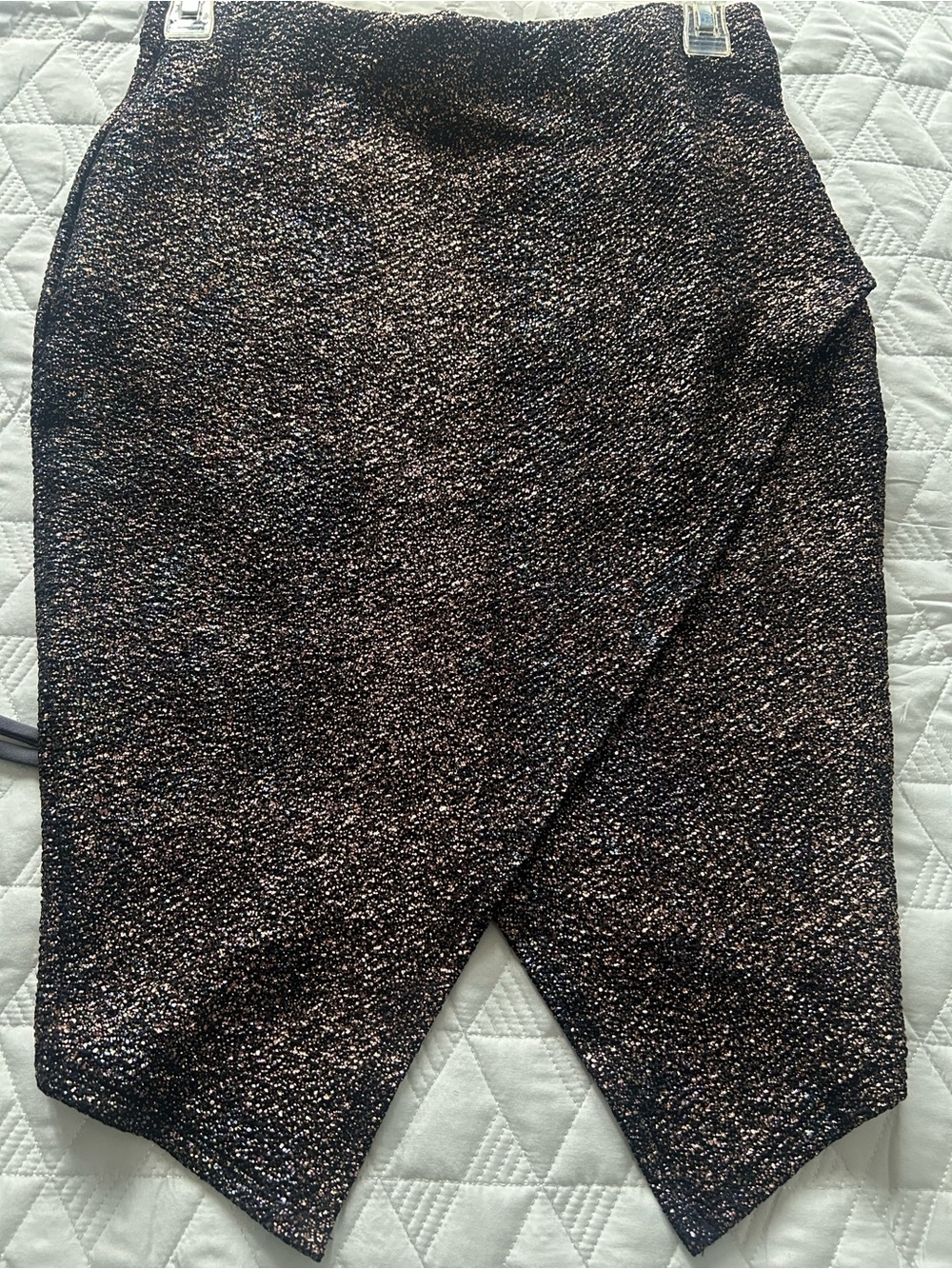 Love Culture Black and Metallic Wrap-Front Pencil Skirt
